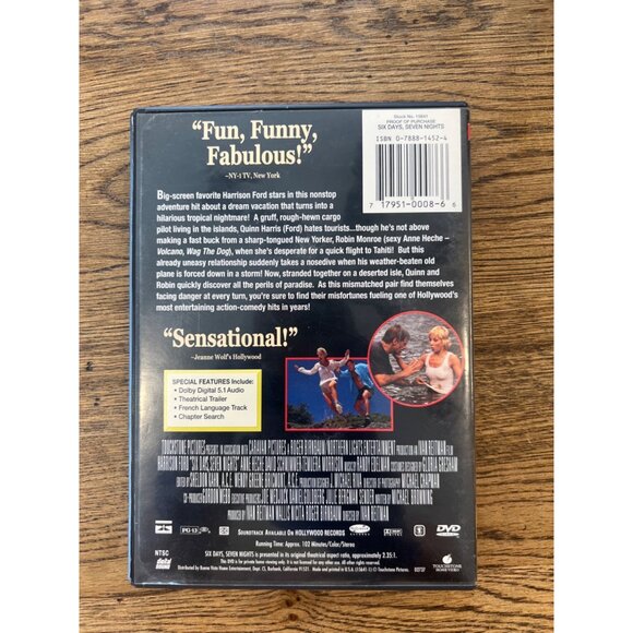 Six Days Seven Nights DVD 1998 Widescreen Harrison Ford Anne Heche Pre-Owned - Picture 2 of 4